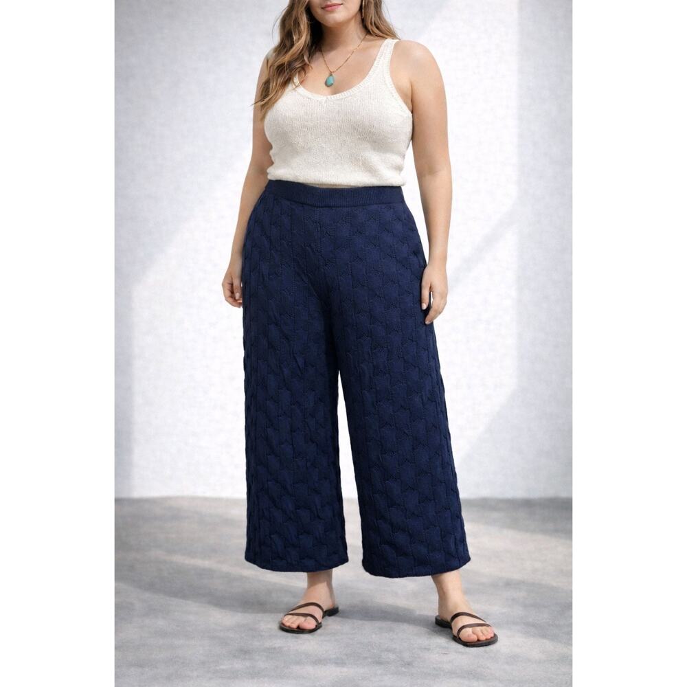 Rachel Comey X Target Navy Blue Knit Wide Leg Pant 3X Cotton Blend Coastal Boho
